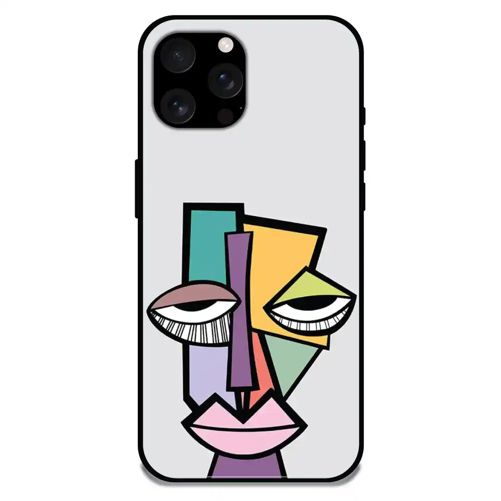 'Abstract Face - Glossy Metal Silicone Case For Apple iPhone 16 Pro Max