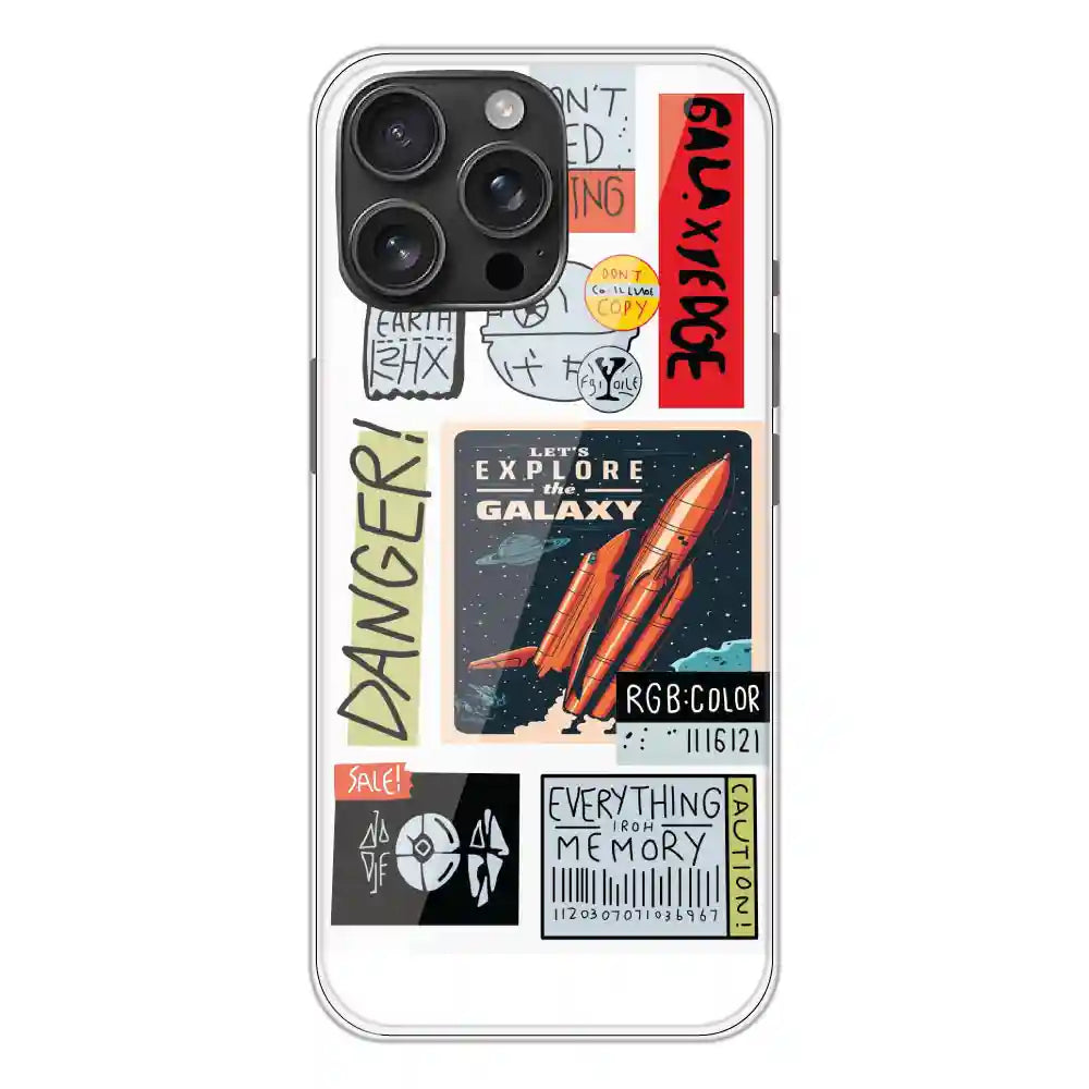Galaxy - Clear Printed Silicone Case For Apple iPhone 16 Pro Max