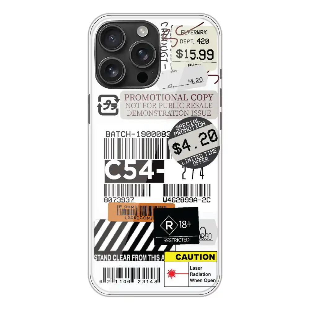 Labels - Clear Printed Silicone Case For Apple iPhone 16 Pro Max