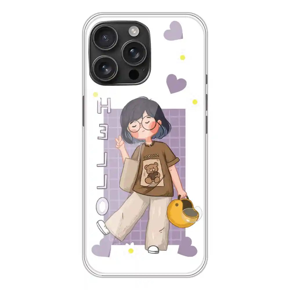 Introvert Girl - Clear Printed Silicone Case For Apple iPhone Models- Apple iPhone 16 Pro Max