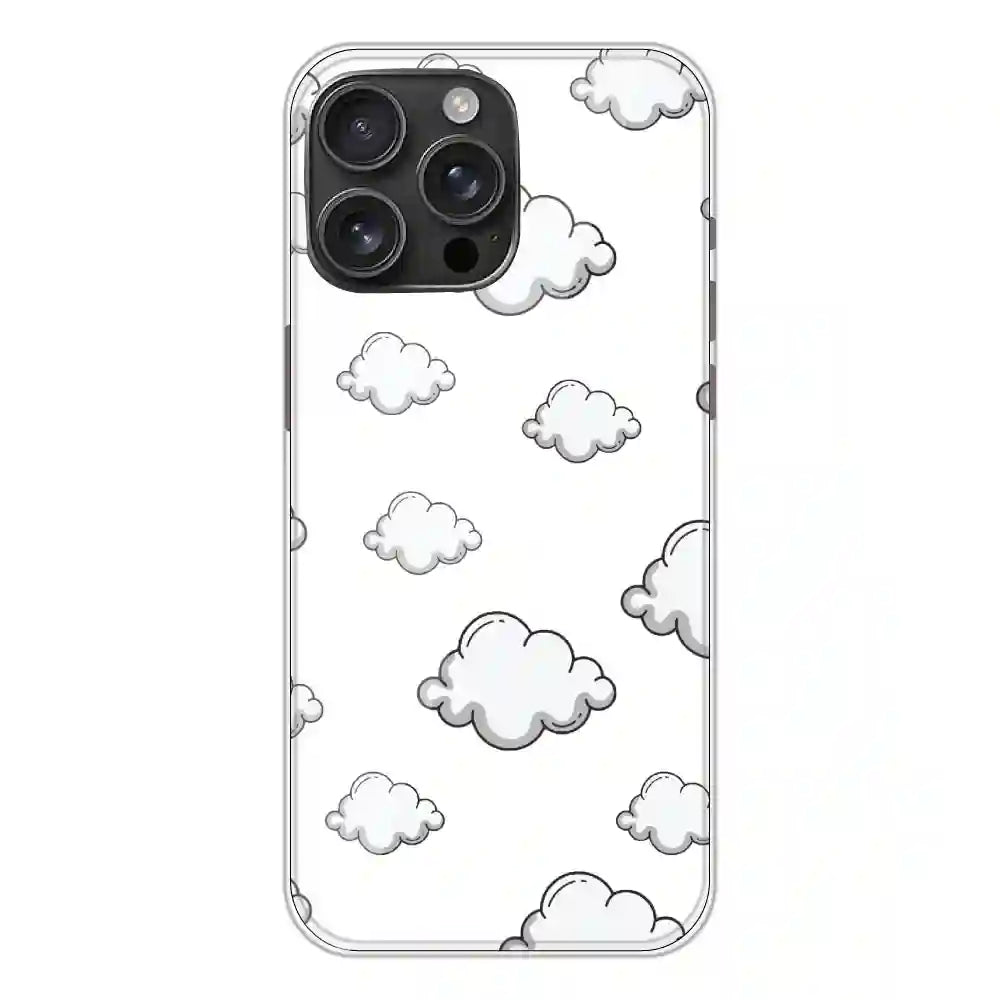 Clouds - Clear Printed Silicone Case For Apple iPhone 16 Pro Max