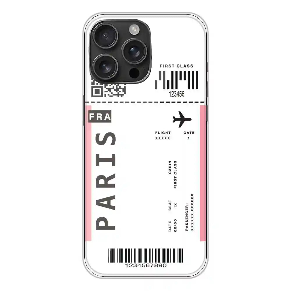 Paris Ticket - Clear Printed Silicone Case For Apple iPhone 16 Pro Max