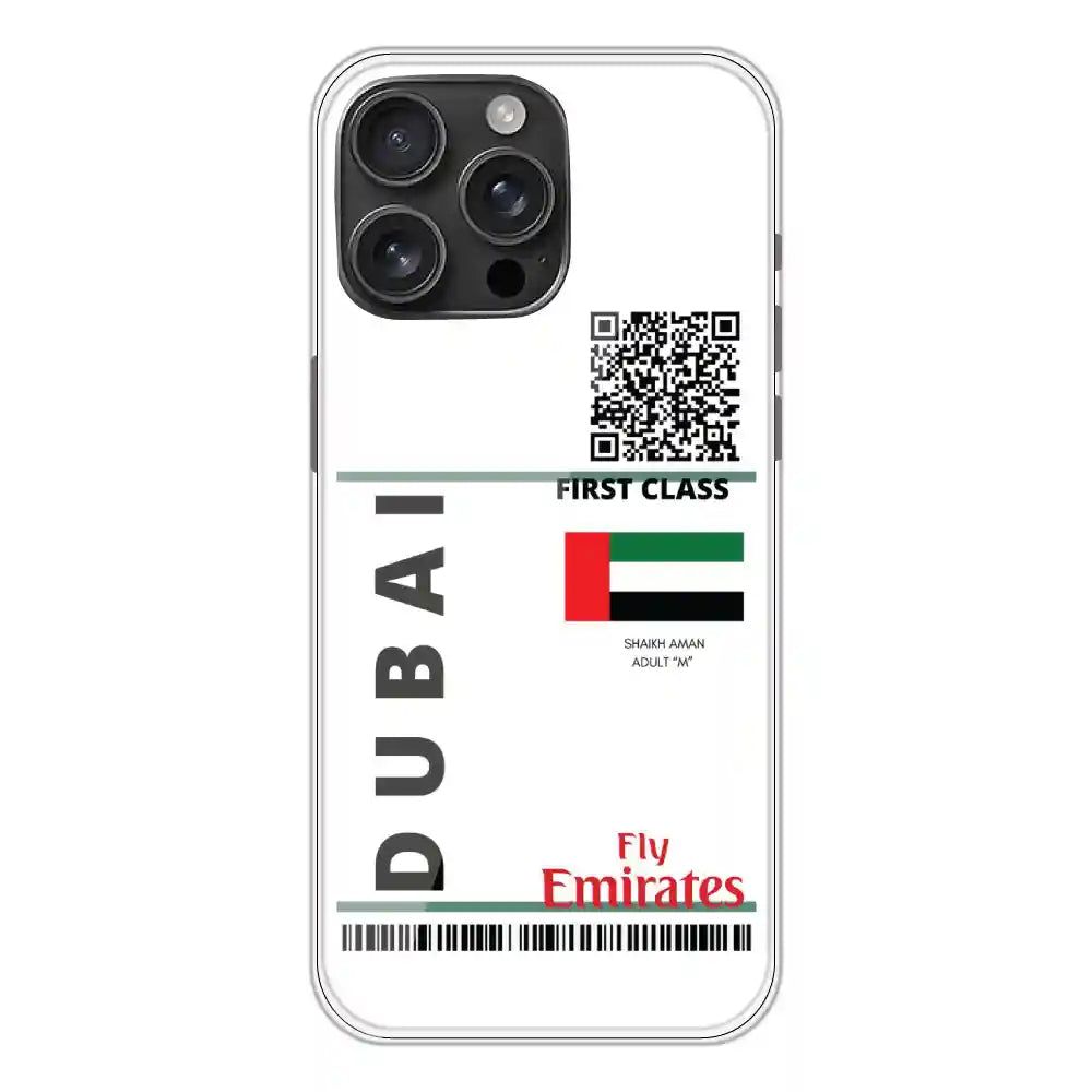 Dubai Ticket - Clear Printed Silicone Case For Apple iPhone 16 Pro Max