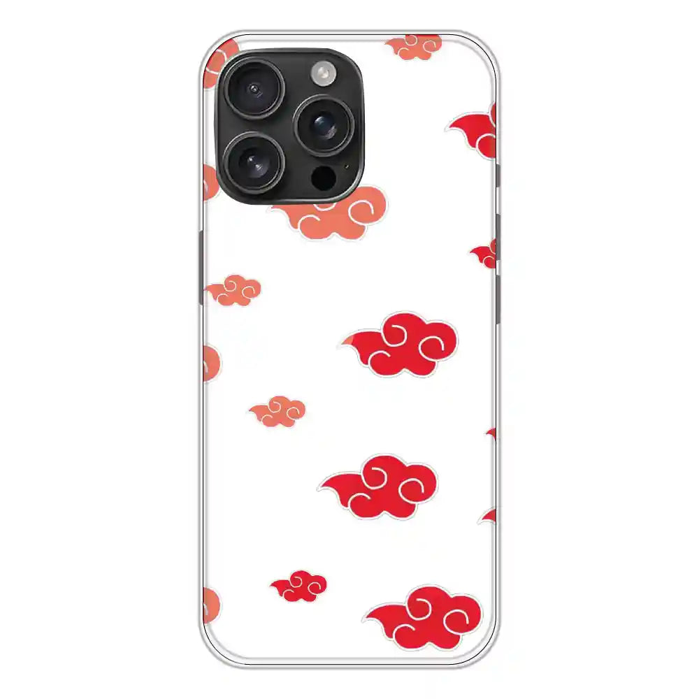 Red Clouds - Clear Printed Silicone Case For Apple iPhone 16 Pro Max