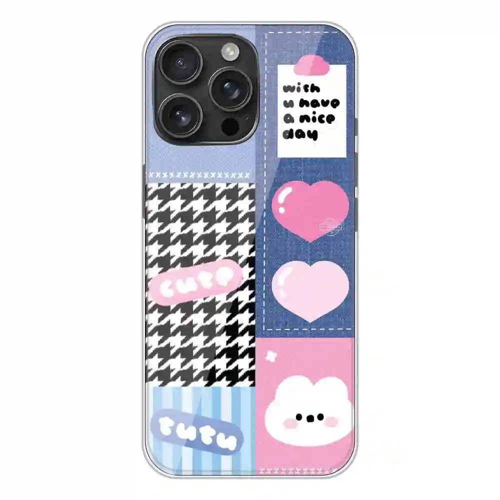 Cute Pink Bear Collage - Silicone Case For Apple iPhone Models apple iphone 16 Pro Max