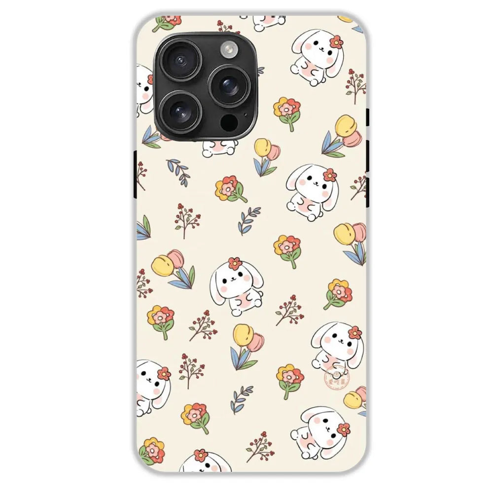 Cute Bunny & Flowers - Hard Cases For Apple iPhone 16 Pro Max