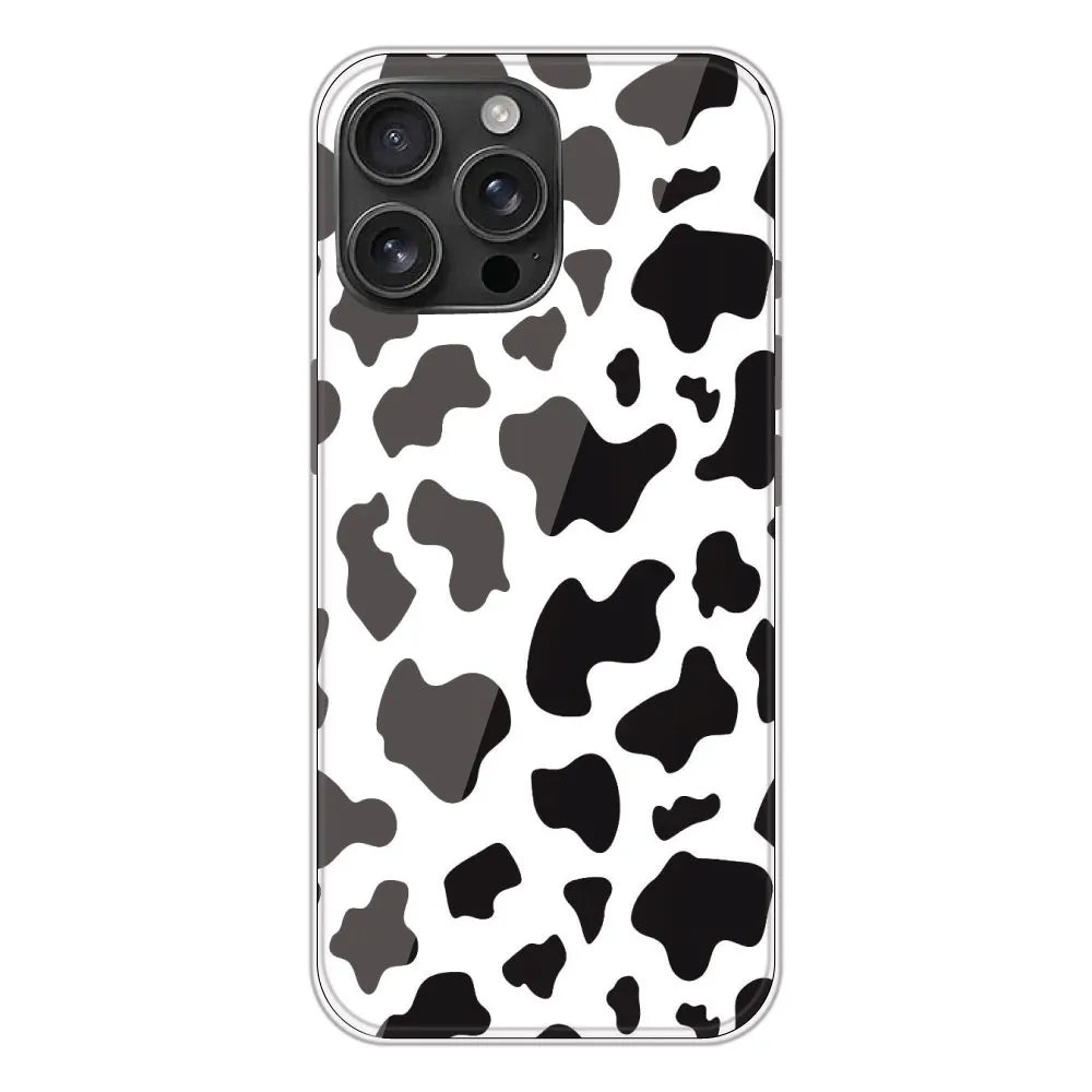 Cow Print - Clear Printed Silicone CaseFor Apple iPhone 16 Pro Max