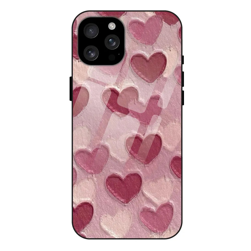 'Pastel Hearts Love - Glossy Metal Silicone Case For Apple iPhone 16 Pro Max