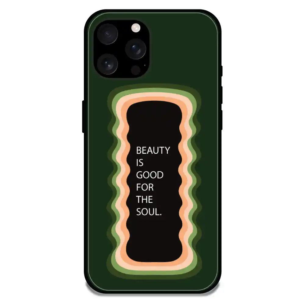 'Beauty Is Good For The Soul' Olive Green - Glossy Metal Silicone Case For Apple iPhone Models