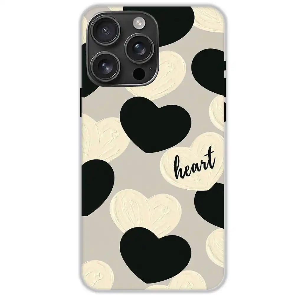 Black And White Heart - Hard Cases For Apple iPhone 16 Pro Max