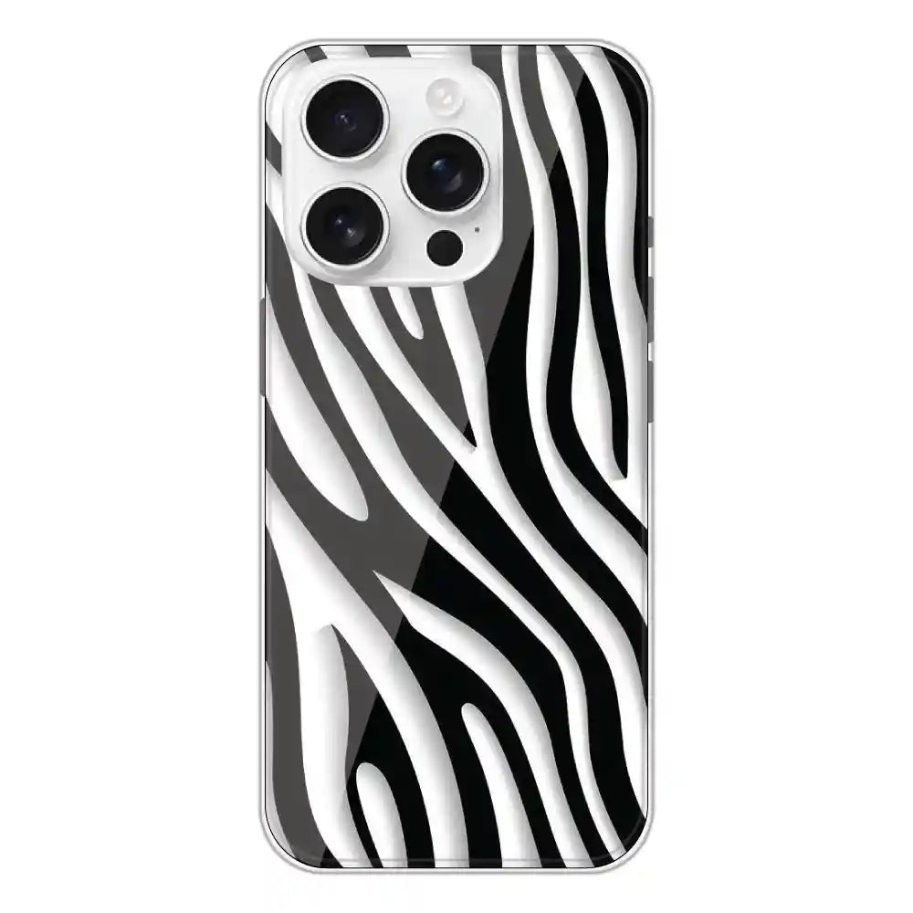 Zebra Print - Clear Printed Silicone Case For Apple iPhone 16 Pro