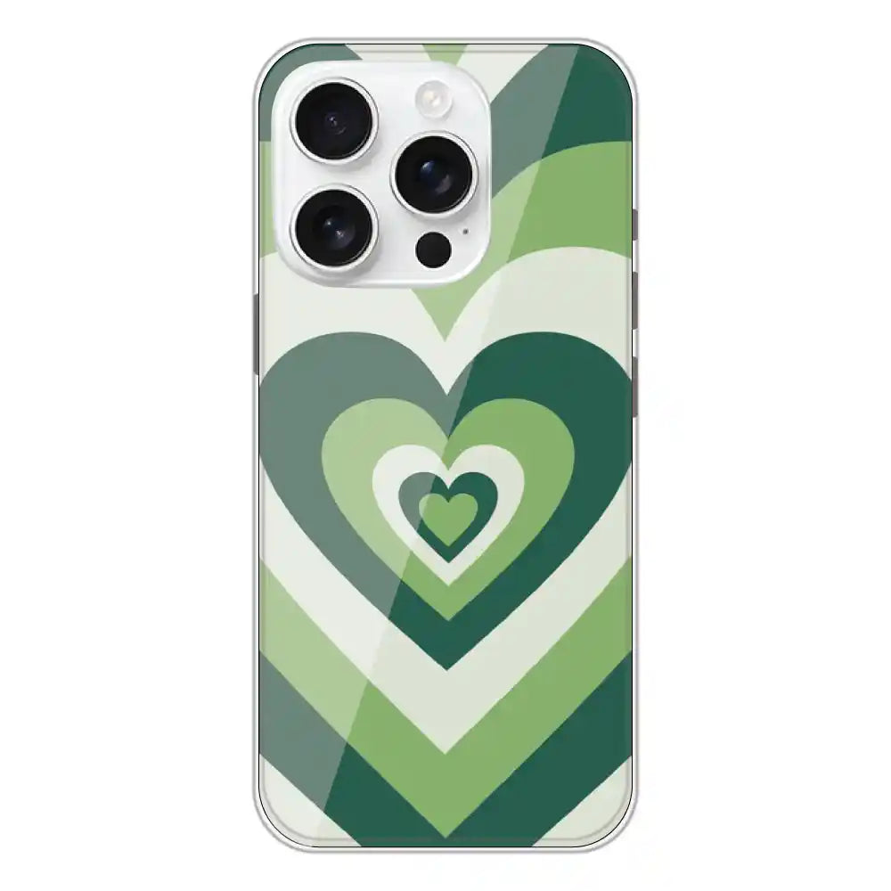 Dark Green Hearts - Printed Silicone Case For Apple iPhone 16 Pro