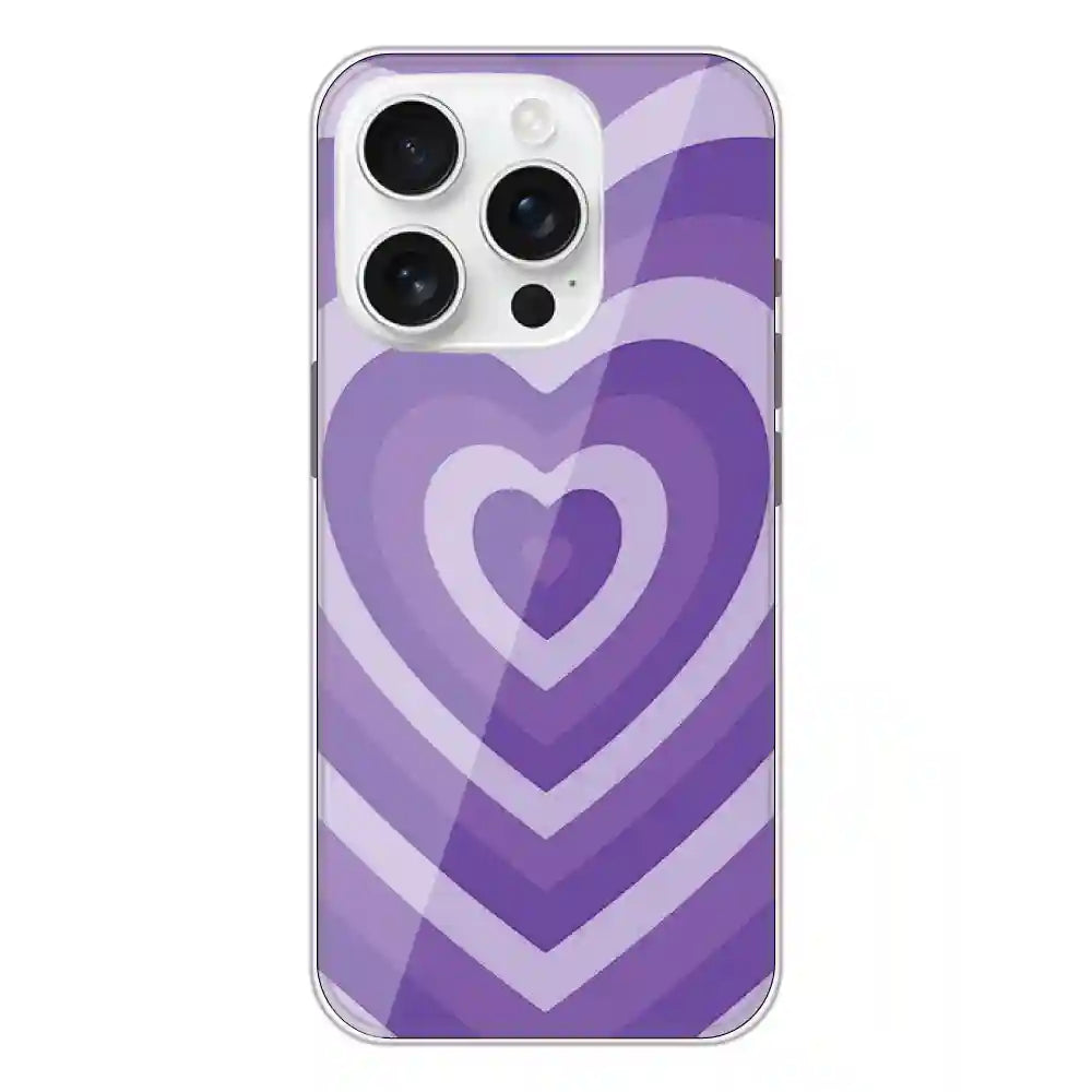 Purple Hearts - Printed Silicone Case For Apple iPhone 16 Pro
