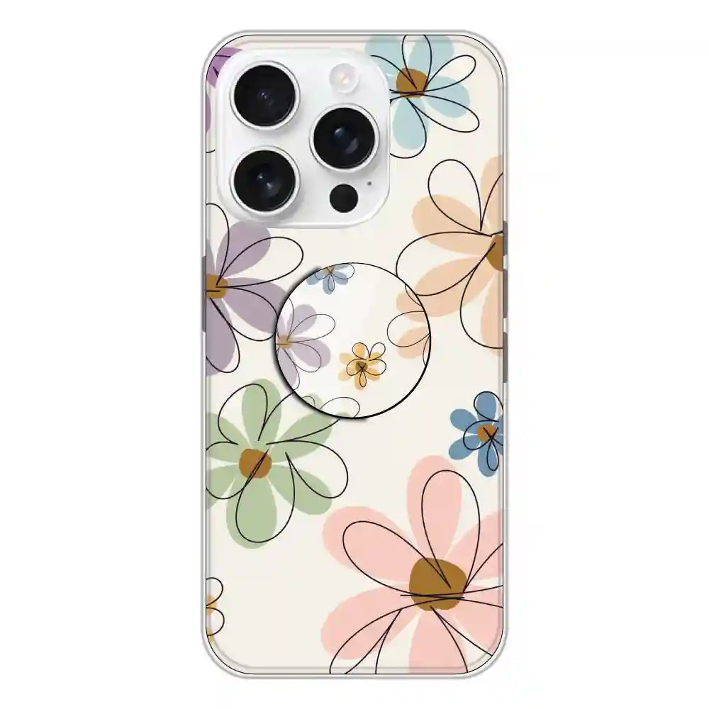 Rainbow Flowers - Silicone Grip Case For Apple iPhone 16 Pro