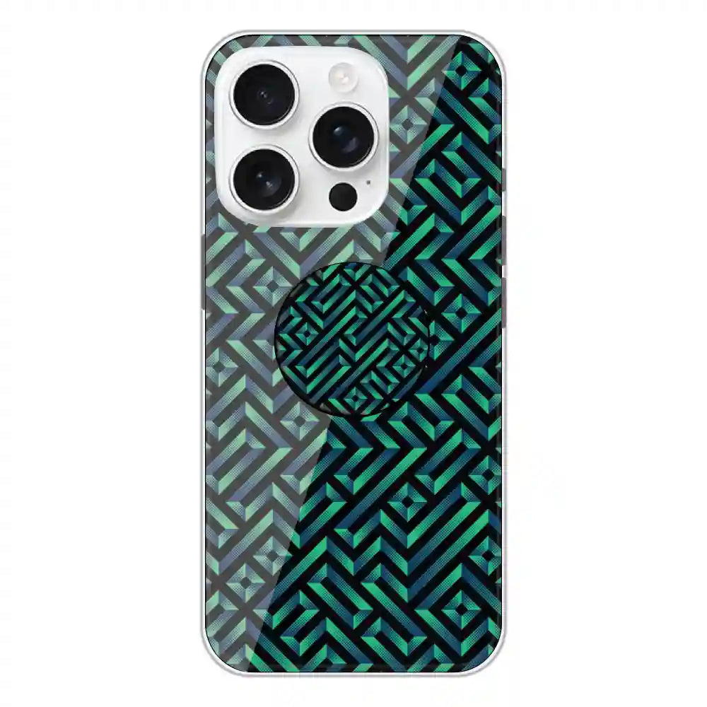 Green Mosiac Art - Silicone Grip Case For Apple iPhone 16 Pro
