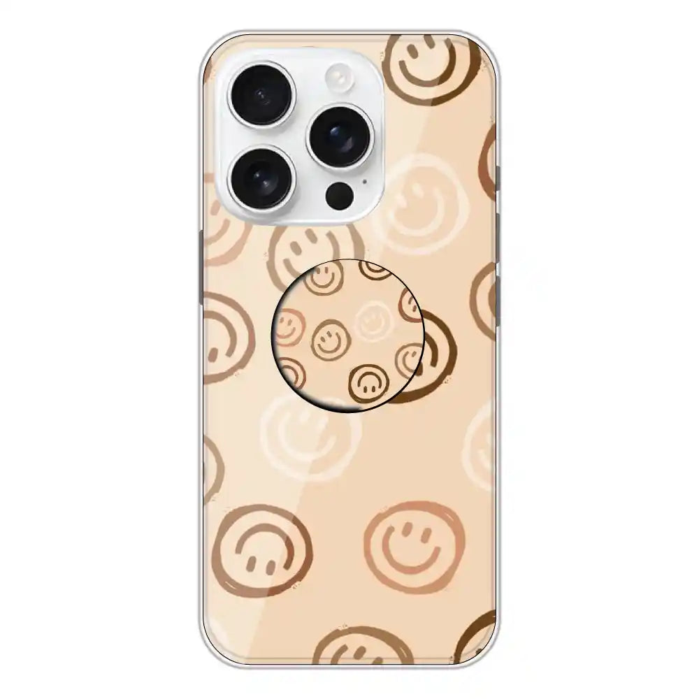 Brown Smilies - Silicone Grip Case For Apple iPhone 16 Pro