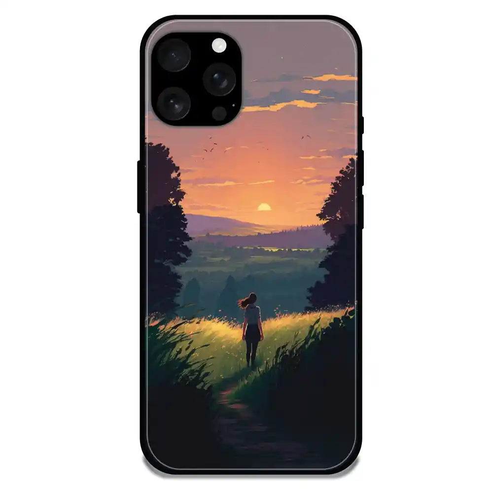 'Girl And The Mountains - Glossy Metal Silicone Case For Apple iPhone 16 Pro