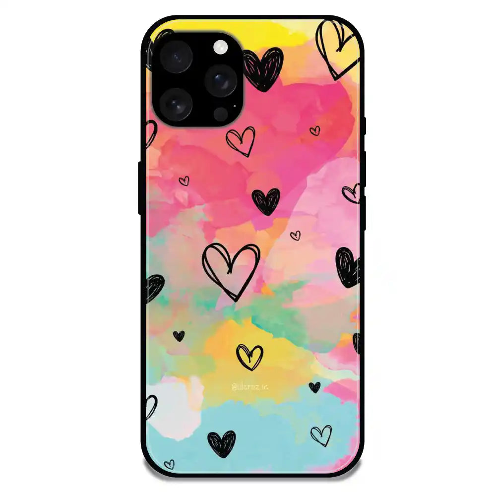 'Hearts - Glossy Metal Silicone Case For Apple iPhone 16 Pro
