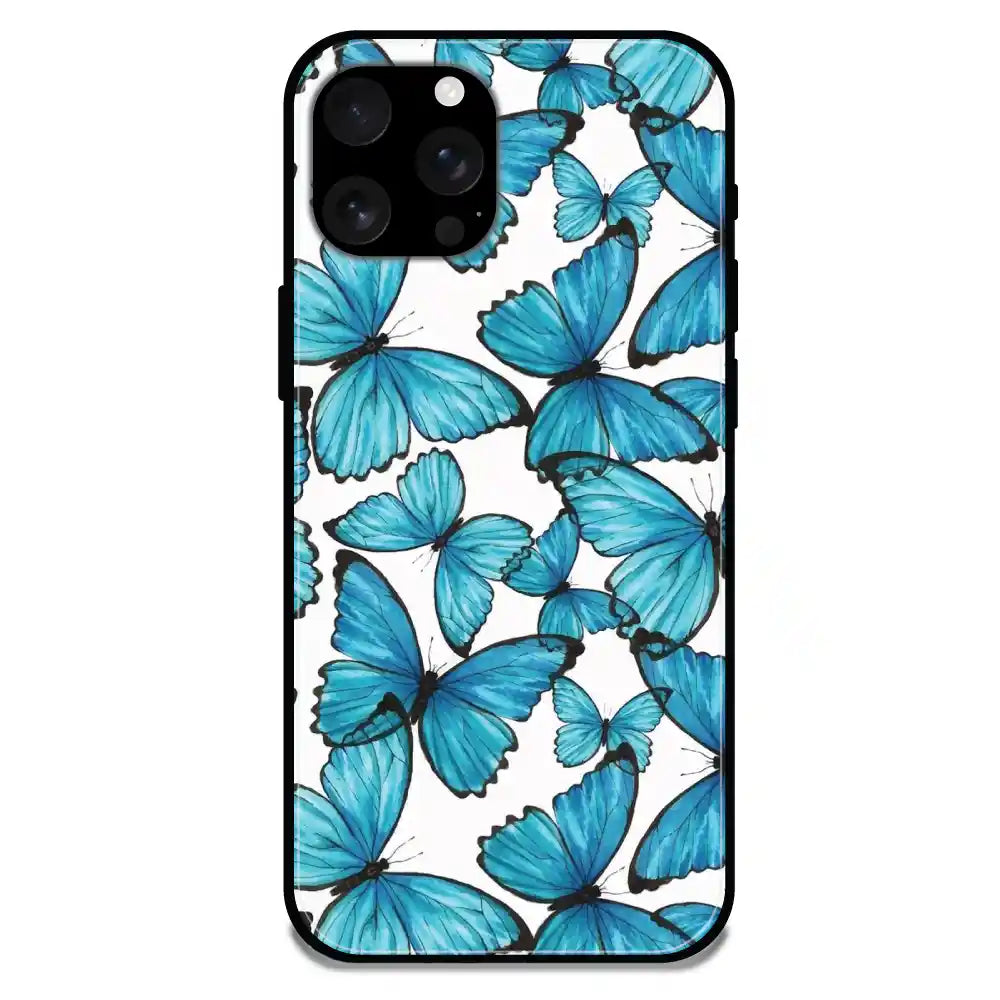 'Butterflies - Glossy Metal Silicone Case For Apple iPhone 16 Pro