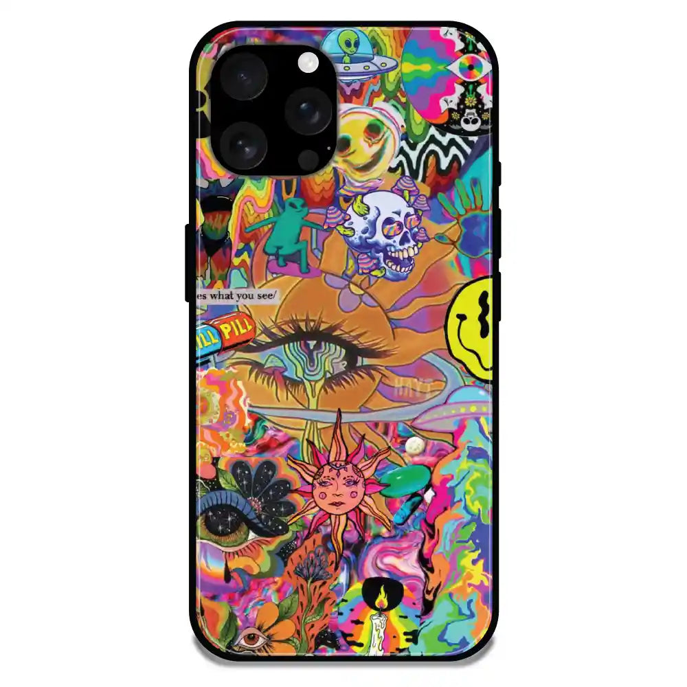 'Trippy Collage - Glossy Metal Silicone Case For Apple iPhone 16 Pro