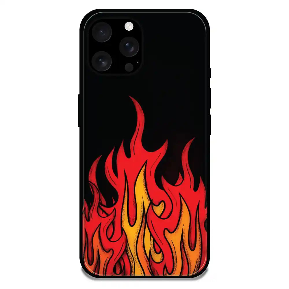 'Flames - Glossy Metal Silicone Case For Apple iPhone 16 Pro