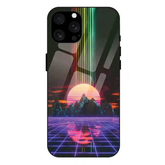 'Retro Sunset Synthwave - Glass Case For Apple iPhone 16 Pro