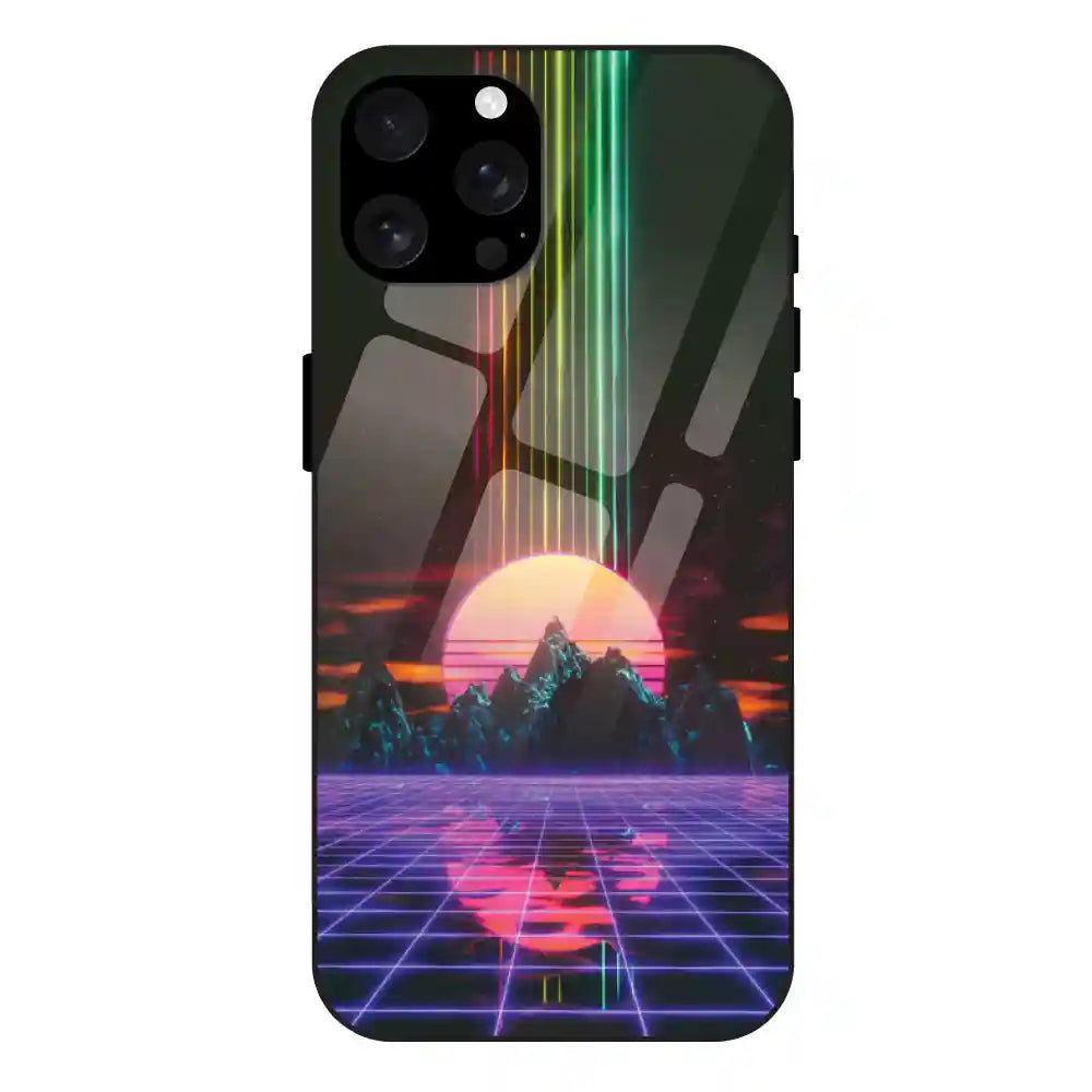Retro Sunset Synthwave - Glass Case For Apple iPhone 16 Pro