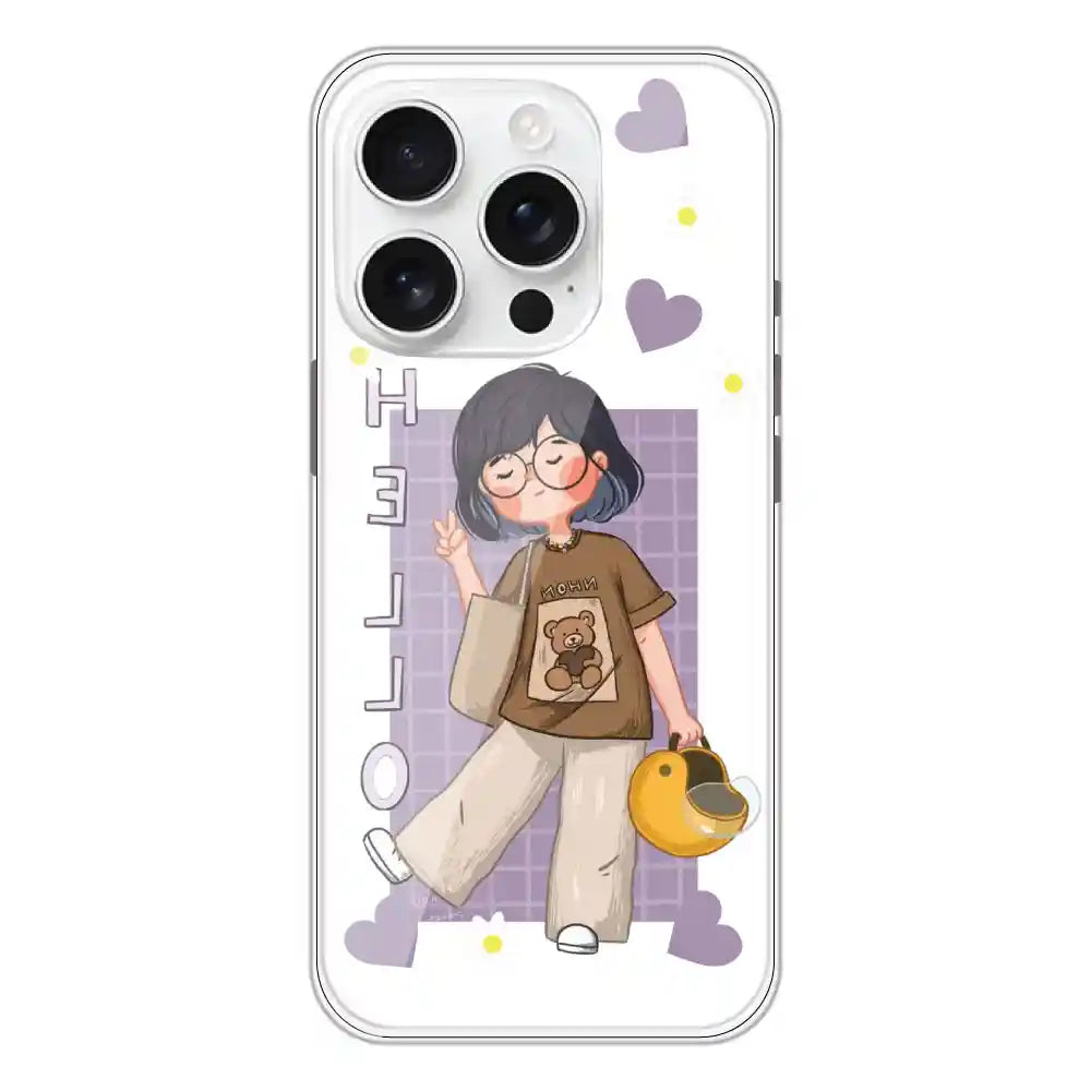 Introvert Girl - Clear Printed Silicone Case For Apple iPhone Models- Apple iPhone 16 Pro