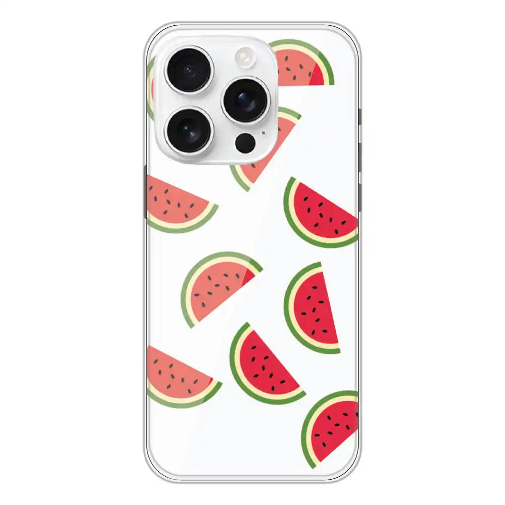 Watermelons - Clear Printed Silicone Case For Apple iPhone 16 Pro