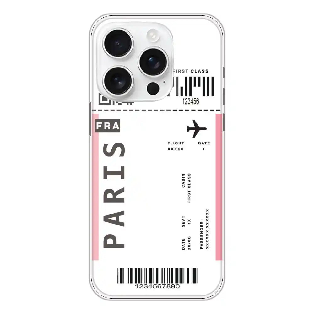Paris Ticket - Clear Printed Silicone Case For Apple iPhone 16 Pro