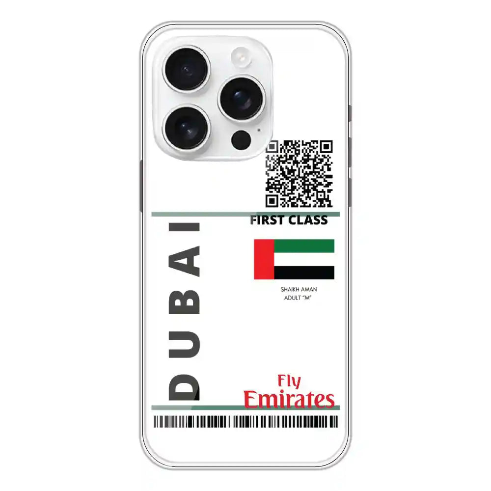 Dubai Ticket - Clear Printed Silicone Case For Apple iPhone 16 Pro