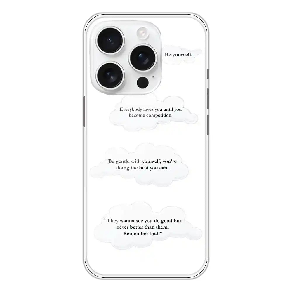 Quotes And Clouds - Clear Printed Silicone Case For Apple iPhone Models- Apple iPhone 16 Pro