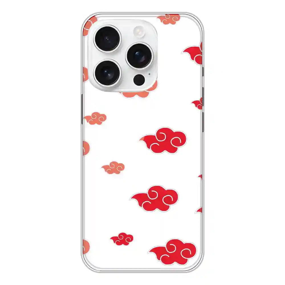 Red Clouds - Clear Printed Silicone Case For Apple iPhone 16 Pro