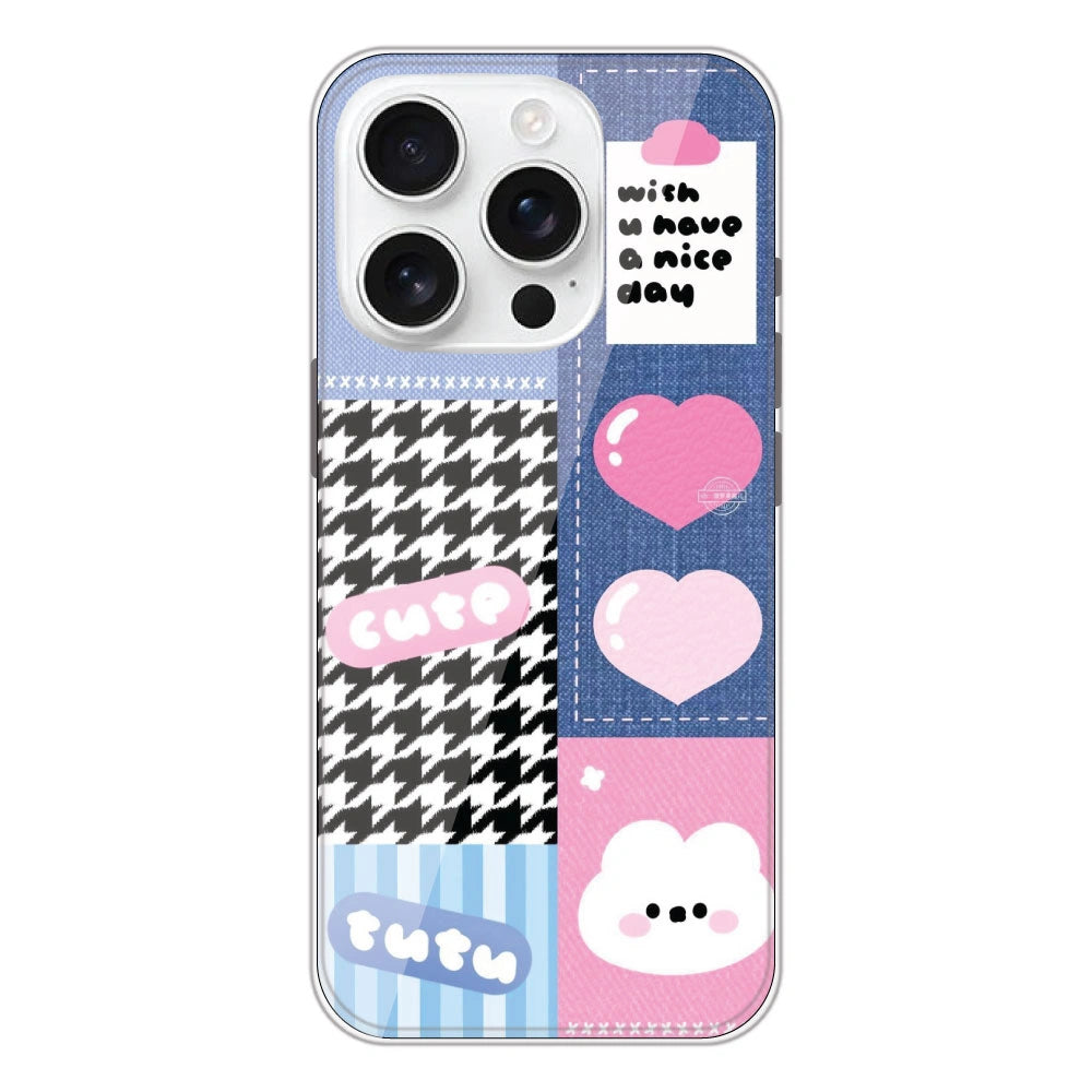 Cute Pink Bear Collage - Silicone Case For Apple iPhone Models apple iphone 16 Pro