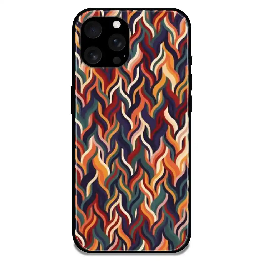 Abstract Colorful Waves - Glossy Metal Silicone Case For Apple iPhone Models