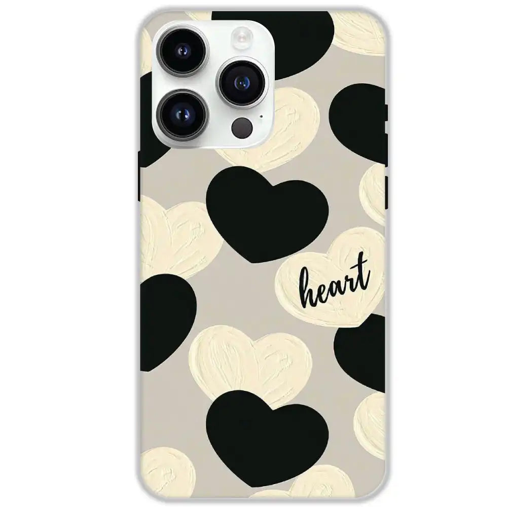 Black And White Heart - Hard Cases For Apple iPhone 16 Pro