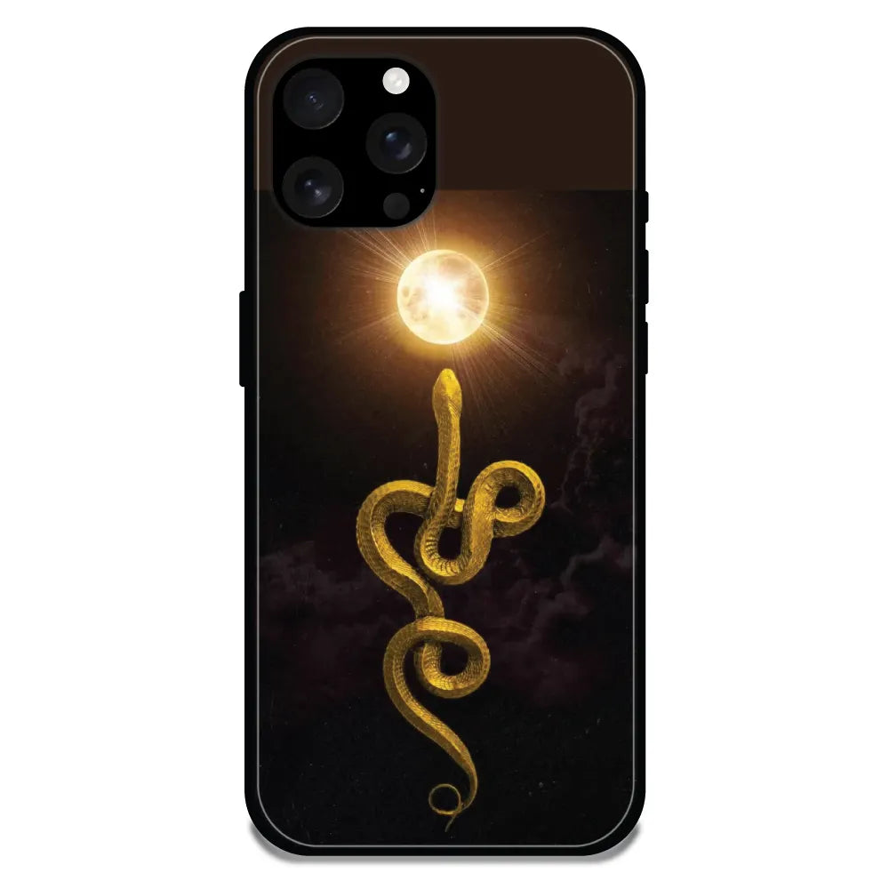 'Golden Serpent - Glossy Metal Silicone Case For Apple iPhone 16 Pro