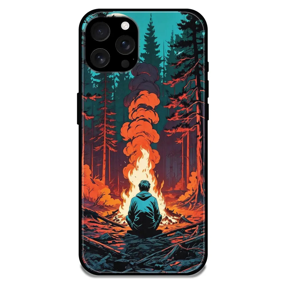'Boy With Camp Fire - Glossy Metal Silicone Case For Apple iPhone 16 Pro