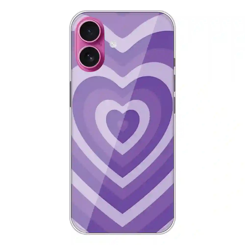 Purple Hearts - Printed Silicone Case For Apple iPhone 16 Plus