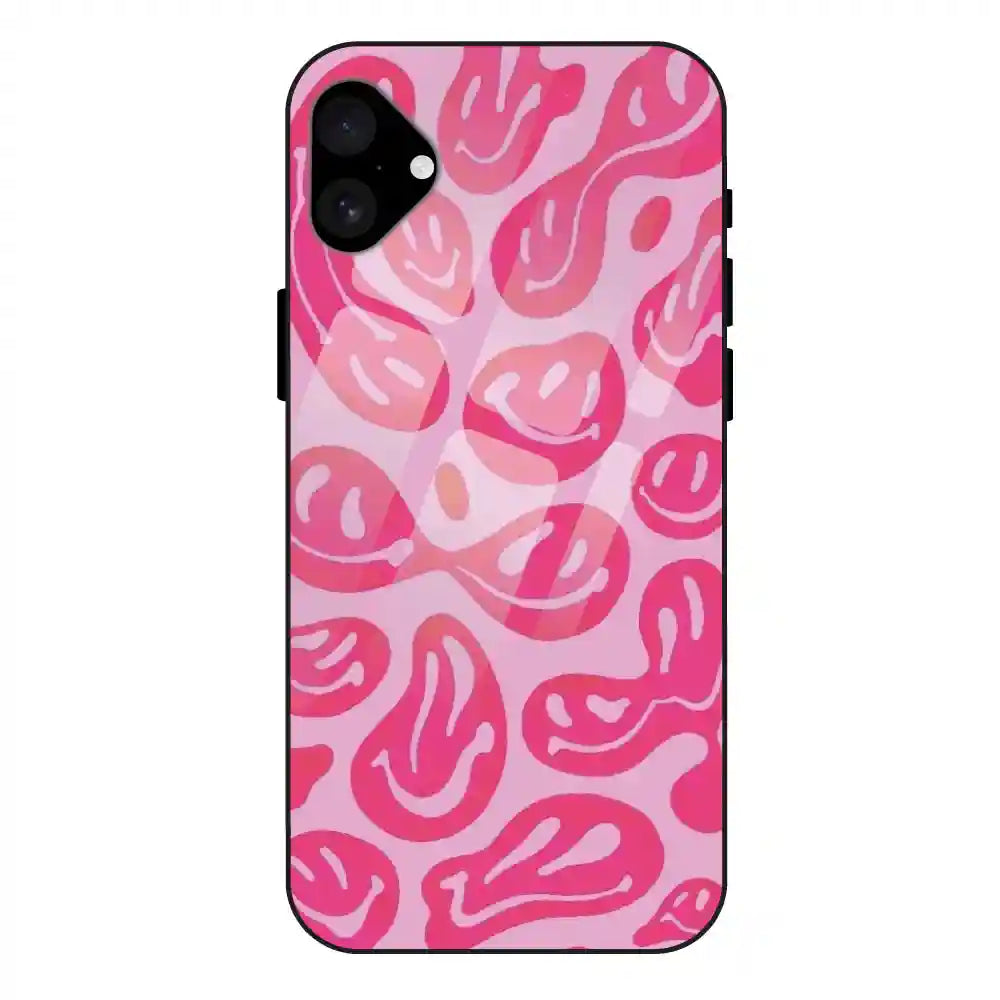 Pink Smilies - Glass Case For Apple iPhone 16