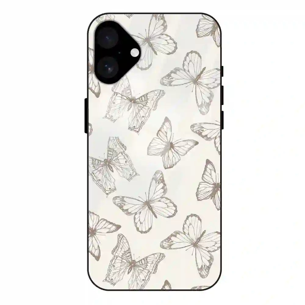 White Butterflies - Glass Case For Apple iPhone 16