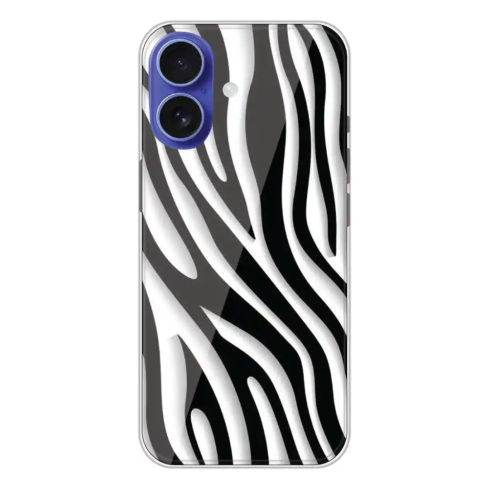 Zebra Print - Clear Printed Silicone Case For Apple iPhone 16