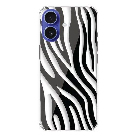 Zebra Print - Clear Printed Silicone Case For Apple iPhone 16