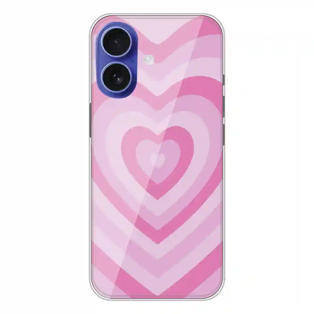 Pink Hearts - Printed Silicone Case For Apple iPhone 16