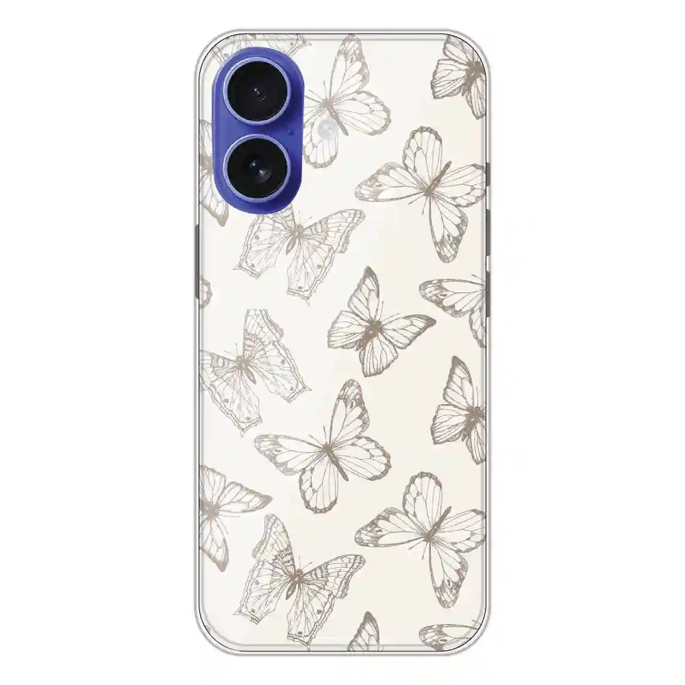 White Butterflies - Printed Silicone Case For Apple iPhone 16