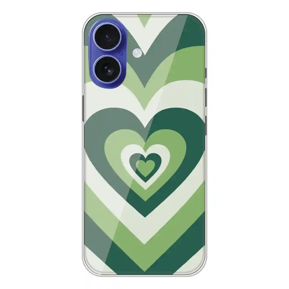 Dark Green Hearts - Printed Silicone Case For Apple iPhone 16