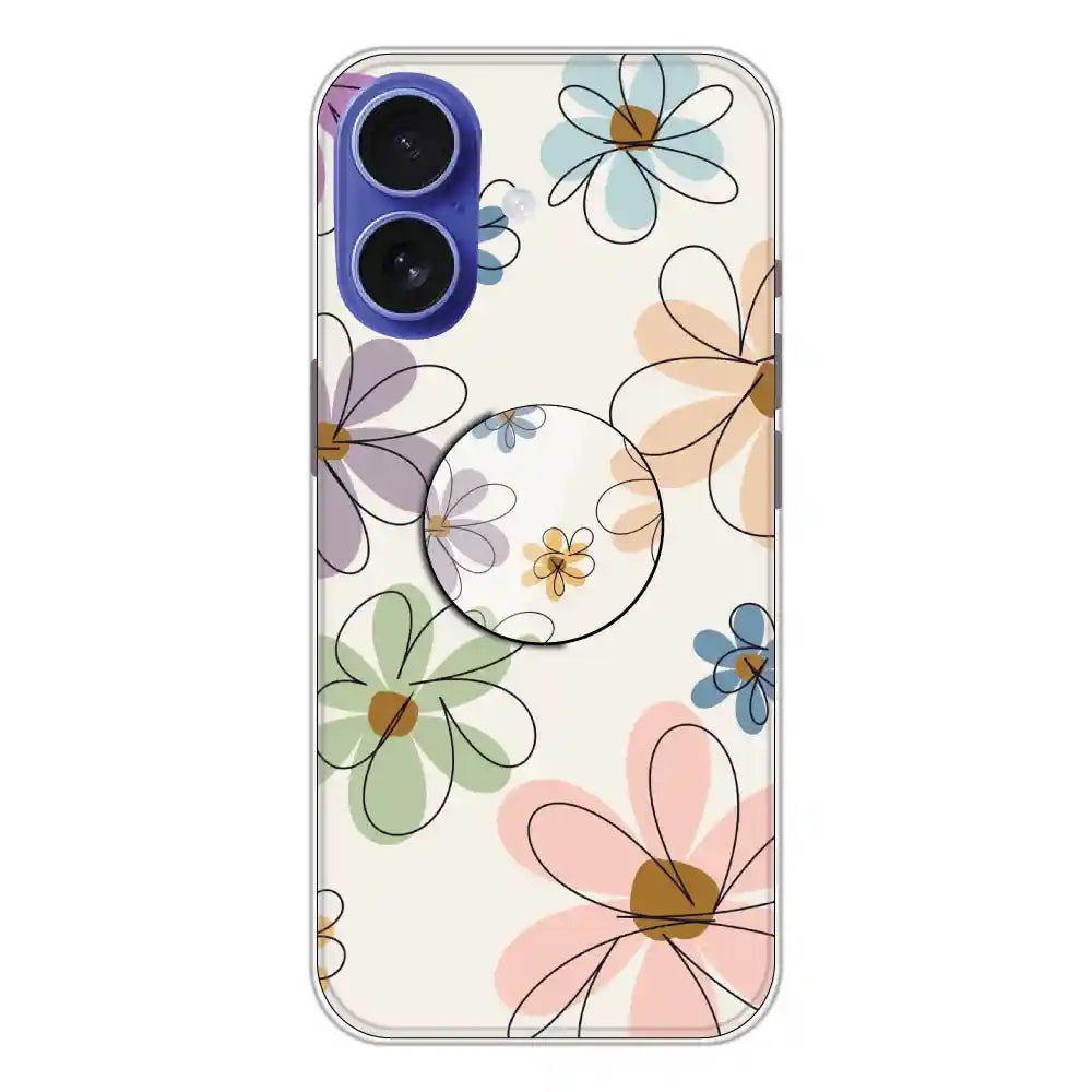Rainbow Flowers - Silicone Grip Case For Apple iPhone 16