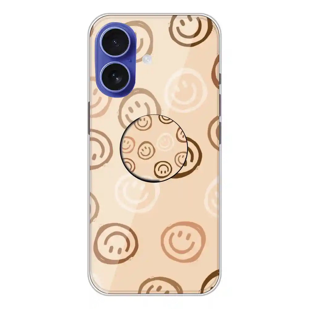 Brown Smilies - Silicone Grip Case For Apple iPhone 16