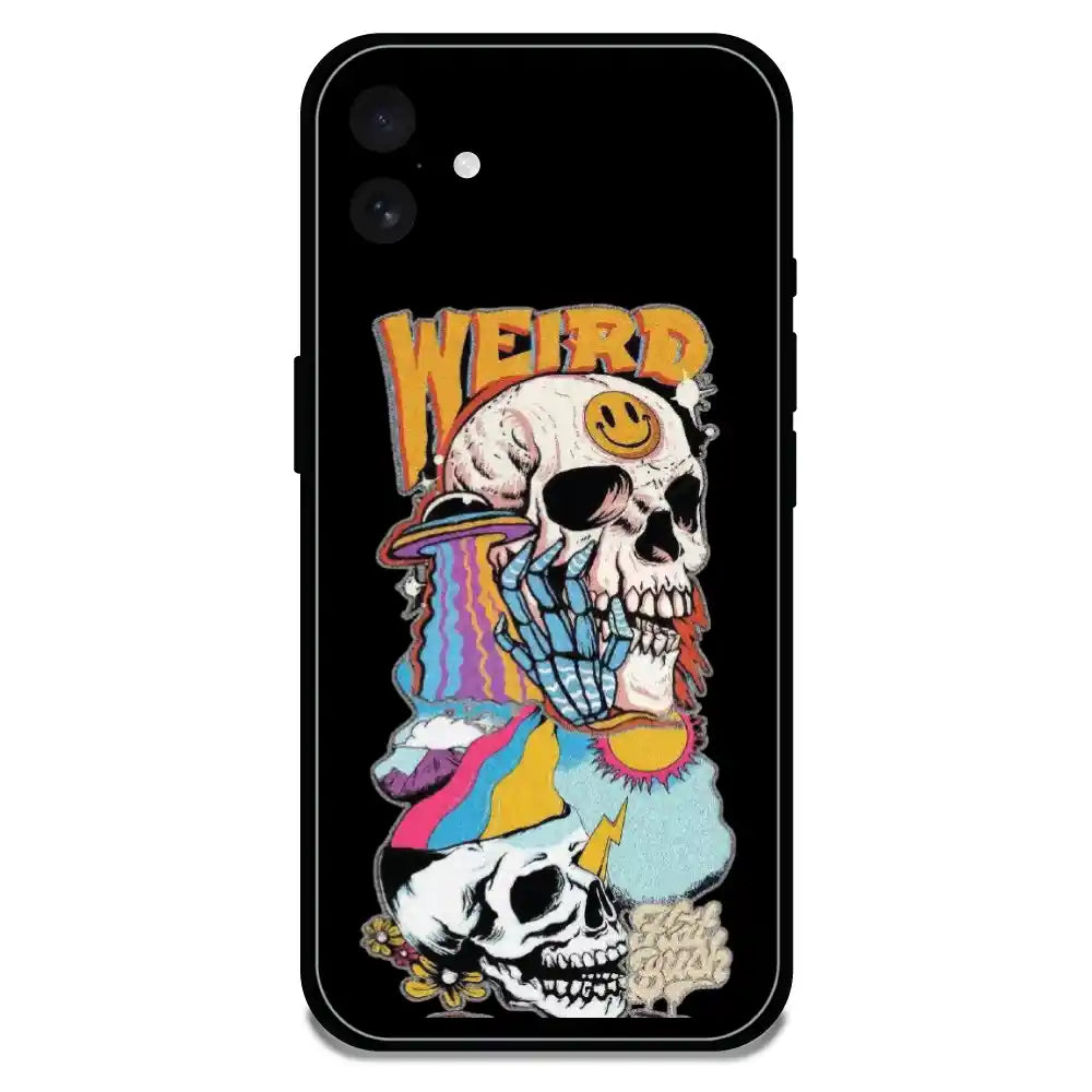 'Weird Skull Graffiti - Glossy Metal Silicone Case For Apple iPhone 16