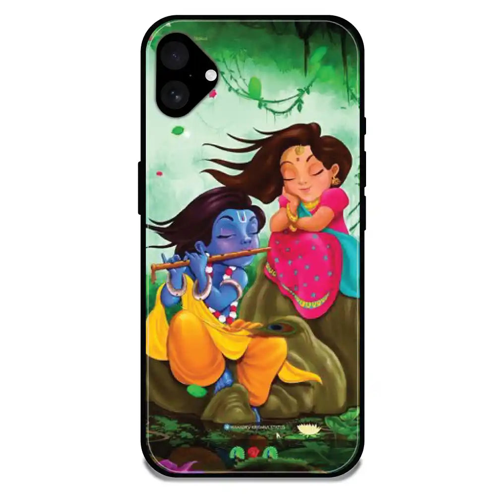'Radha Krishna - Glossy Metal Silicone Case For Apple iPhone 16